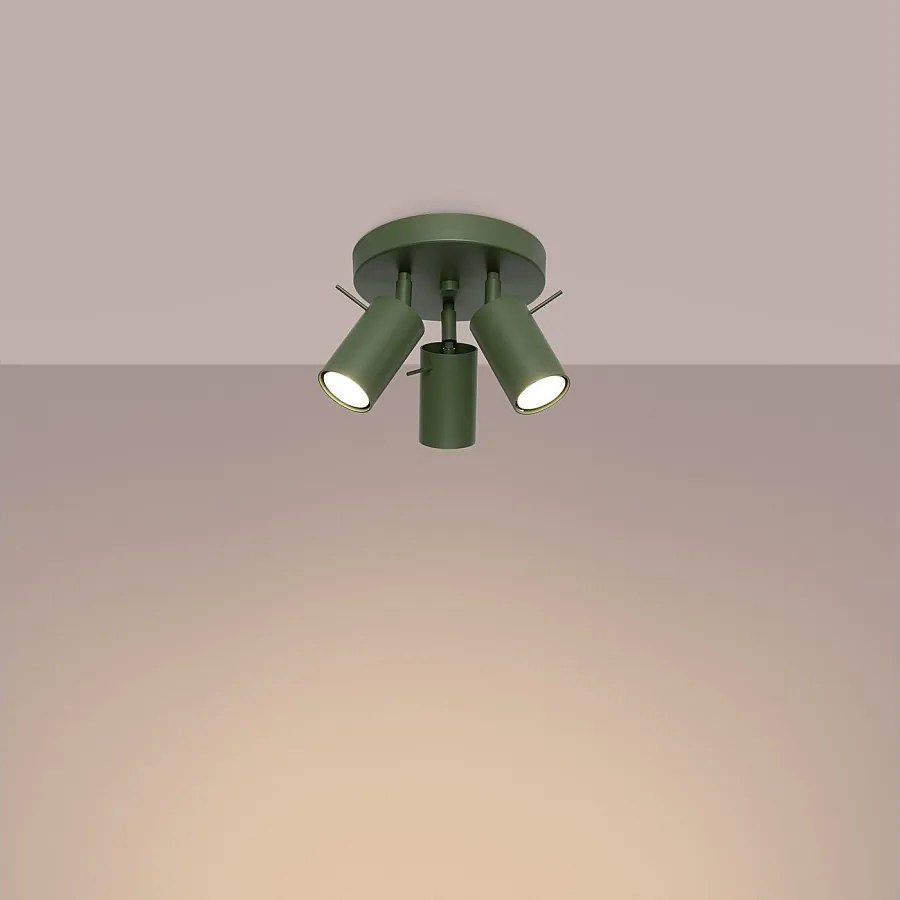 Lampa sufitowa nowoczesny Briix, stal - 3 źródło światła 3000K - L.19.5 x H.18.5 cm - zielony oliwkowy