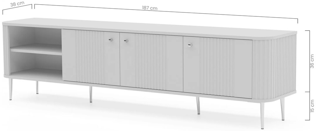 Szafka RTV Vesper 3D 187 cm - kaszmir / orzech / złote nogi