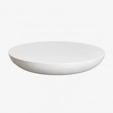 Okrągły Stolik Kawowy Ø105 Cm Z Cementu Zenadia Biała - Sklum