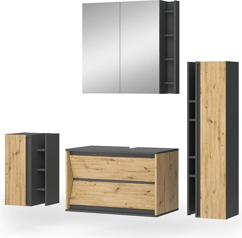 Zestaw mebli łazienkowych antracyt/artisan 80x45x50 edelin