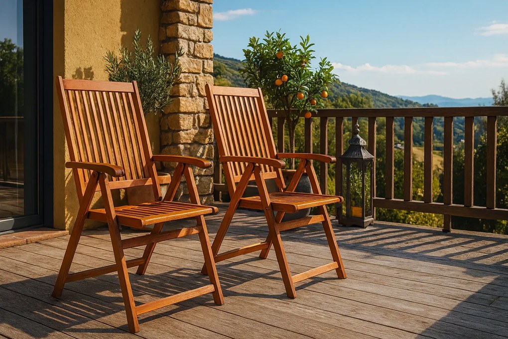 Składane drewniane krzesła ogrodowe 2 szt C3-G63