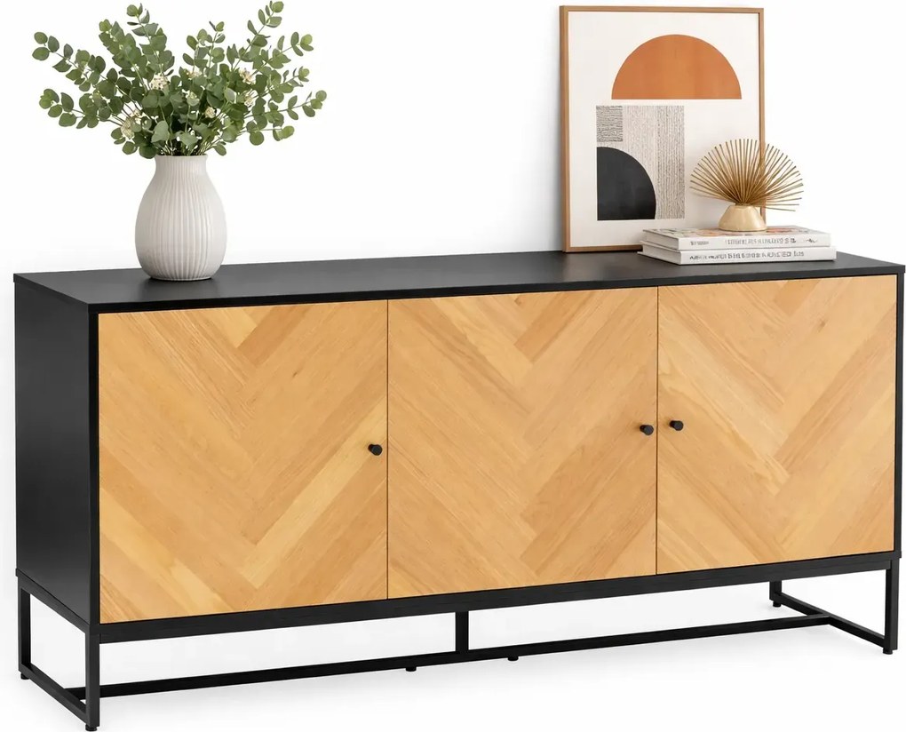 Industrialna komoda na nóżkach z wzorem w jodełkę P1-S02