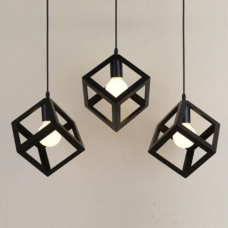 Lampa sufitowa metalowa loft sześcian wisząca AT40-3SZ-Black