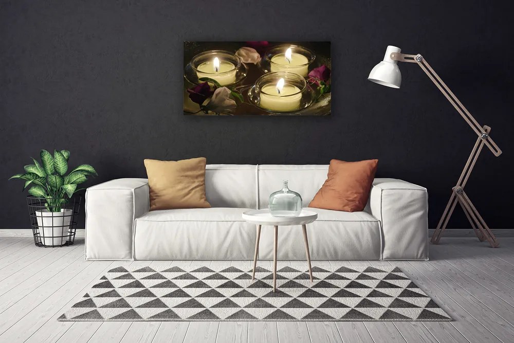 Fotoobraz na płótnie Blask Świec w Ciemności