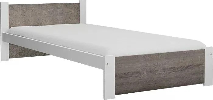 Łóżko IKAROS 80 x 200 cm, biały/dąb truflowy Stelaż: Ze stelażem listwowym rolowanym, Materac: Materac Deluxe 10 cm