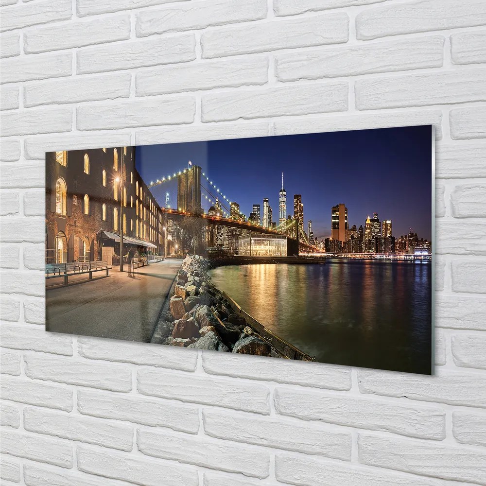 Panel szklany do Kuchni Nocne Odbicia w Rzece