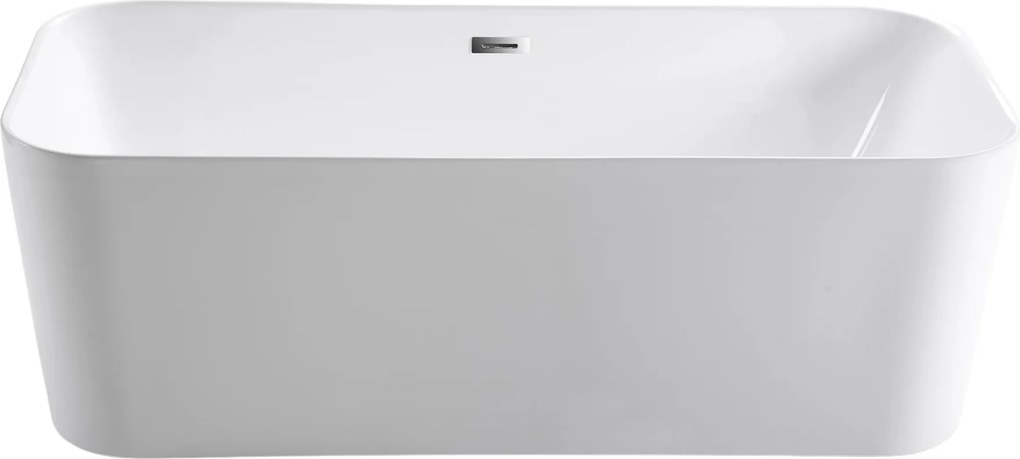 Wanna wolnostojąca akrylowa prostokątna akrylowa 170 x 78 cm biała GLESIO z przelewem chrom | Możliwa opcja Go Color : Wybierz swój kolor - biały