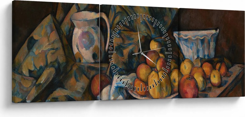 Obraz - Paul Cézanne, Still Life with Apples and Peaches, reprodukcje (z zegarem) (90x30 cm)