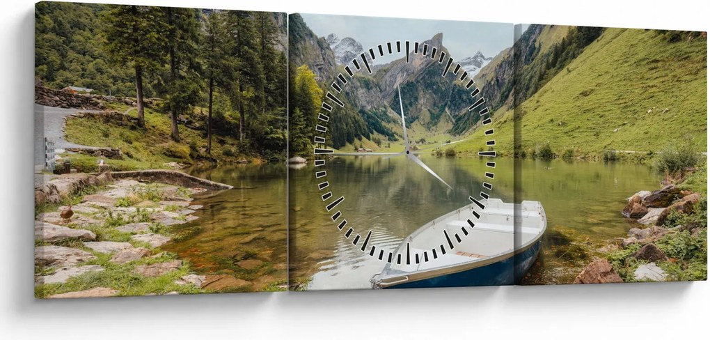 Obraz - Seealpsee, jezioro w Szwajcarii (z zegarem) (90x30 cm)