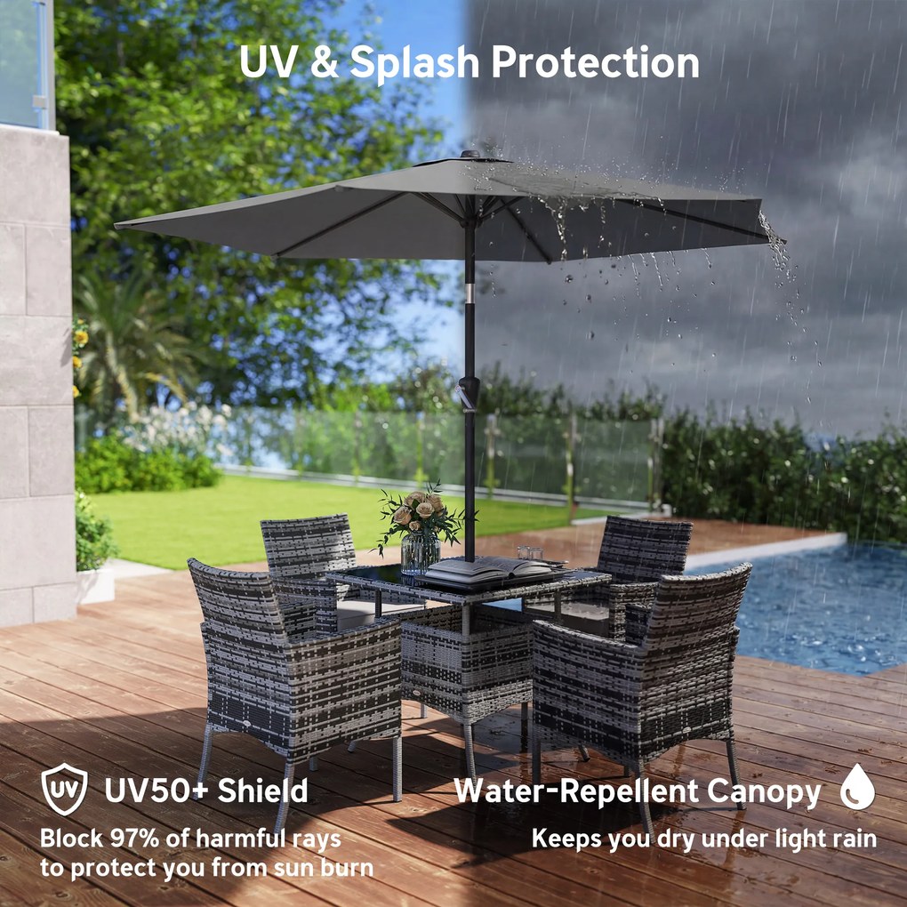 Outsunny Parasol Ø270 cm Regulowany Balkonowy z Korbką UV 50+ Ogrodowy Ciemnoszary | Aosom PL