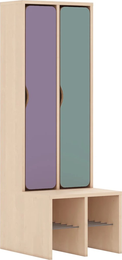 Szafka przedszkolna do szatni 2-osobowa z drzwiczkami pełnymi Blox Colours Mix, index SZT-2R-A-D-A