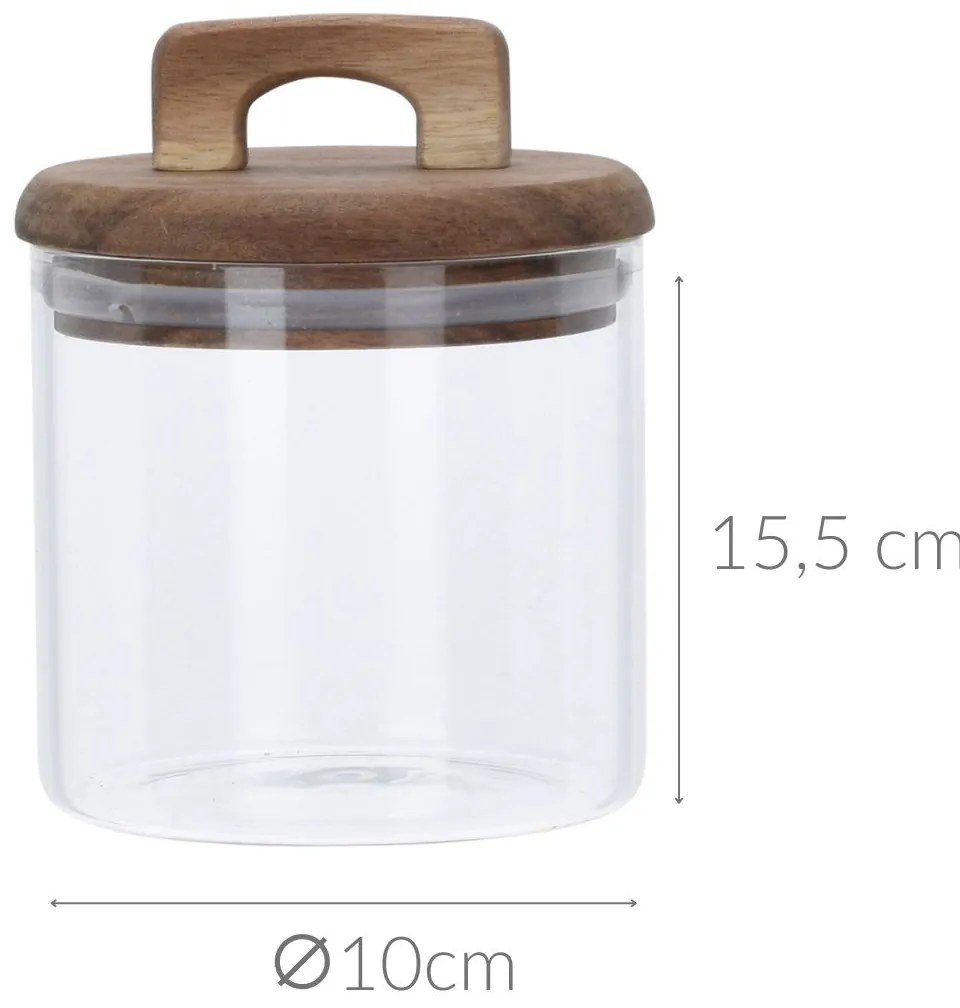 Słoik, szklany pojemnik na żywność z drewnianym zamknięciem, 750 ml