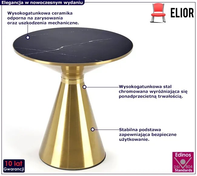 Złoto Stolik Czarny Kawowy Glamour S7-L52
