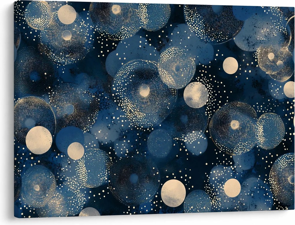 Obraz - Niebiesko-złote pierścienie (70x50 cm)