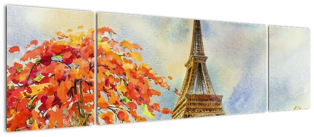 Malowany obraz Wieży Eiffla (170x50 cm)