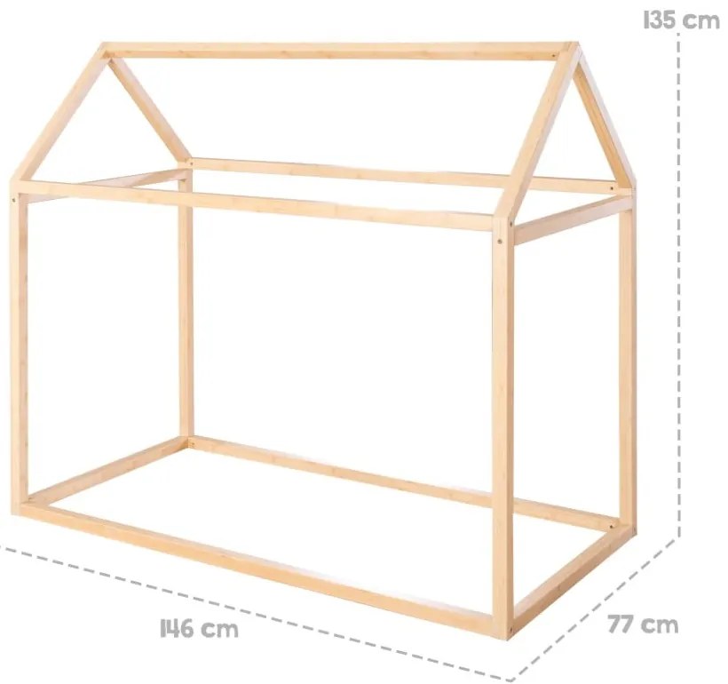 Naturalne łóżko dziecięce w kształcie domku 70x140 cm Montessori – Roba