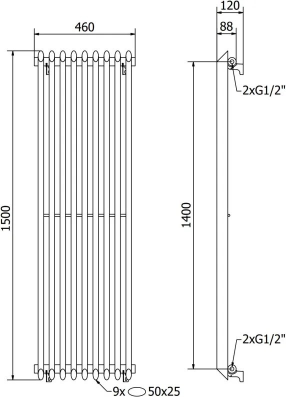 Mexen Atlanta grzejnik dekoracyjny 1500 x 460 mm, 894 W, biały - W211-1500-460-00-20