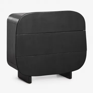 Komoda Z 3 Szufladami 100x40 Cm Z Drewna Mango Agathe Nizina Czarna - Sklum