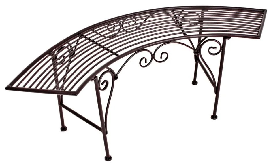 Czarno-ciemnobrązowa metalowa ławka ogrodowa Fuego – Garden Pleasure