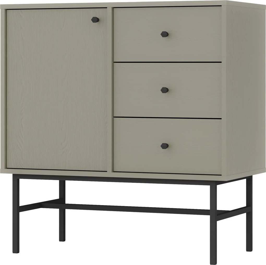 Komoda TORINO - Zielony / Wysokość 86 cm / 84 cm / 3 szuflady
