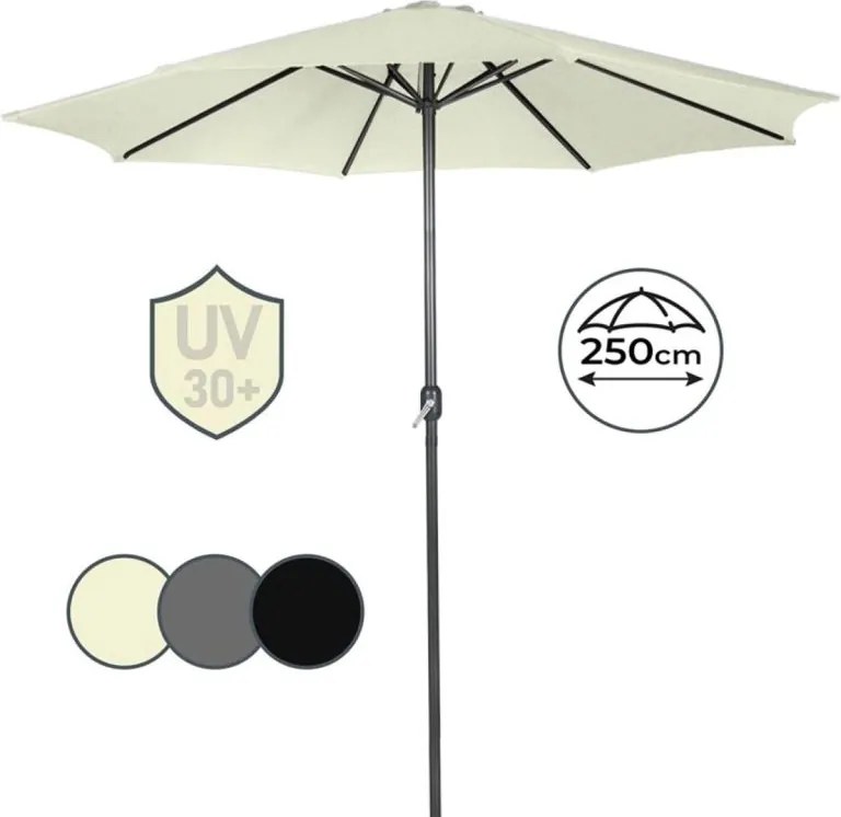 MIADOMODO Parasol z rączką 250 cm, kremowy