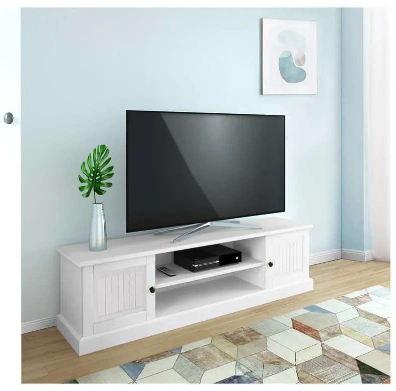Biała szafka pod TV z litego drewna sosnowego 45x40 cm Mille – Støraa