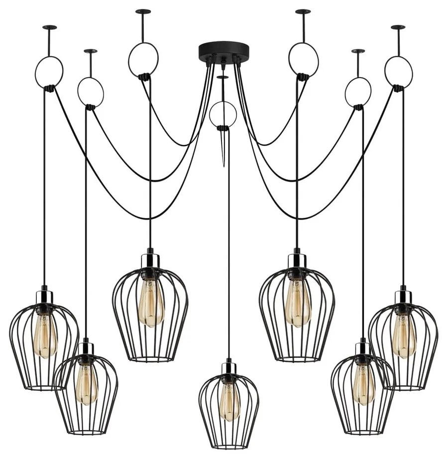 Czarna lampa wisząca z 6 kloszami Opviq lights Tel