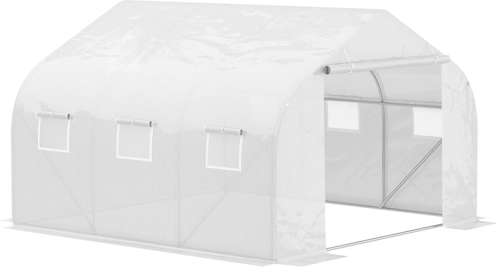 Outsunny Szklarnia Tunelowa z Metalową Konstrukcją Przestronna i Wytrzymała 35x3x2m Biała | Aosom PL