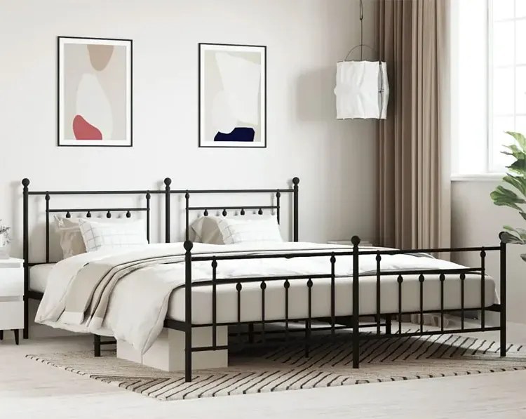 Czarne metalowe łóżko małżeńskie 200x200cm C9-P15