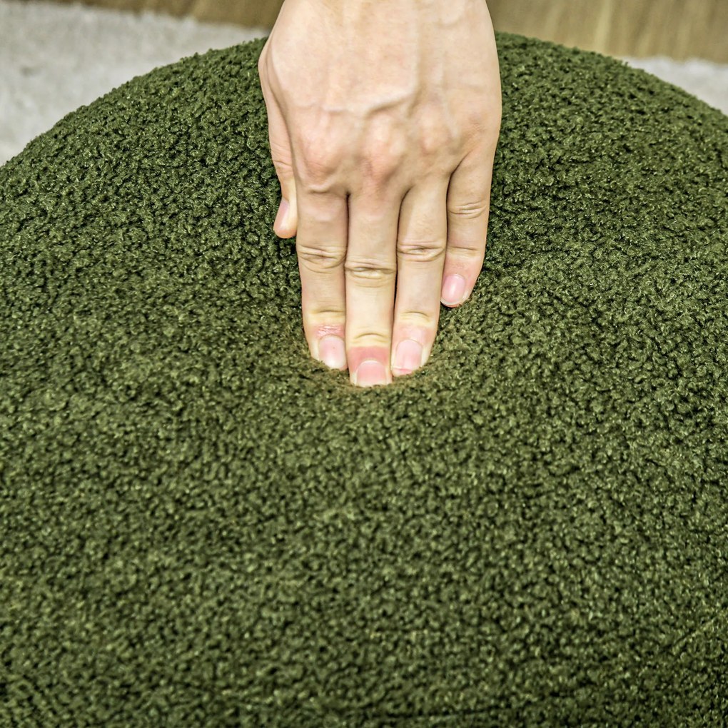 HOMCOM Pufa, okrągła, mikrofibra, do 120kg, Φ40x45H cm, Zielona