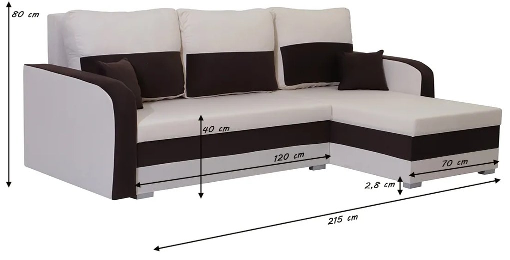 Narożnik kanapa z funkcją spania KROS Bordowy/Biały