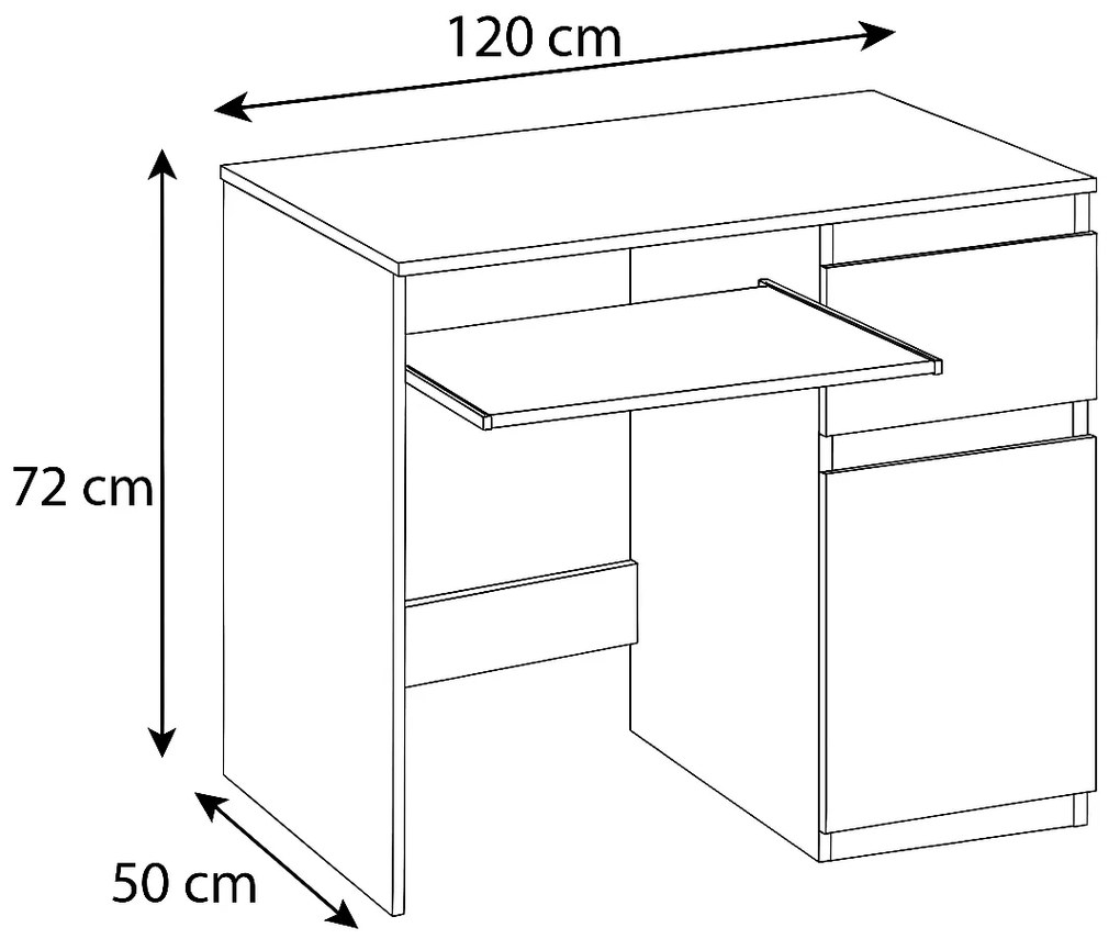 Biurko komputerowe młodzieżowe szkolne 120 cm REMI1 Dąb Wotan/Wenge