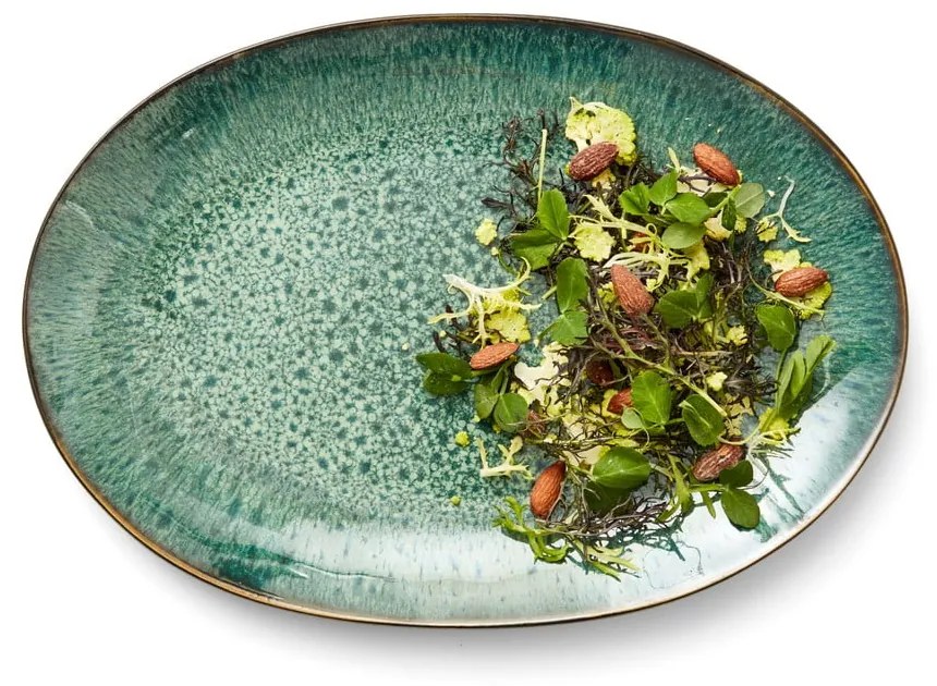 Zielony/czarny kamionkowy talerz do serwowania Gastro Green/Black – Bitz