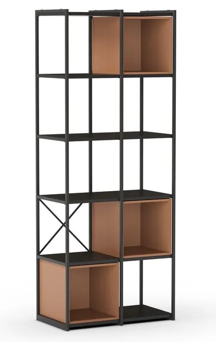 Czarno-ceglasty regał 71x179 cm Anya – Marckeric