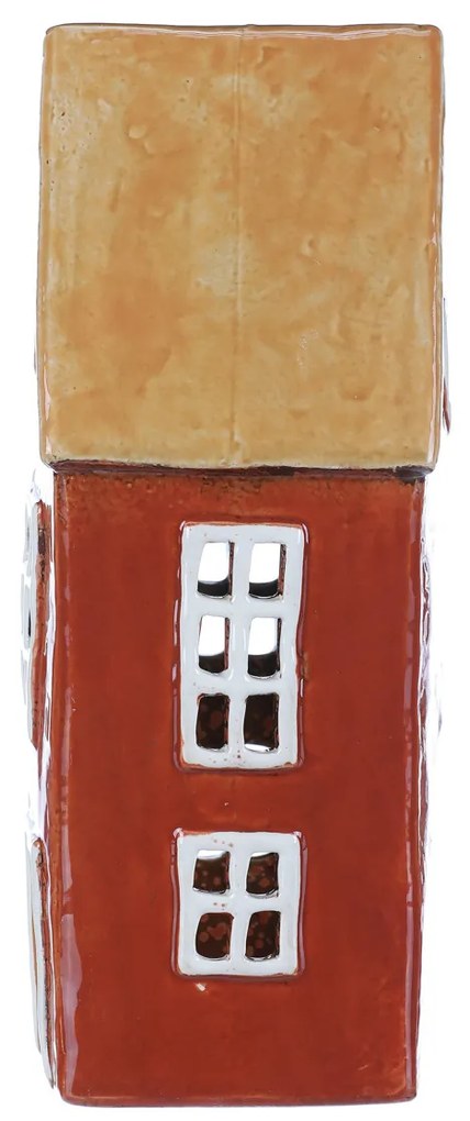 Świecznik Domek czerwony, ceramika, 11 x 9 x 23 cm