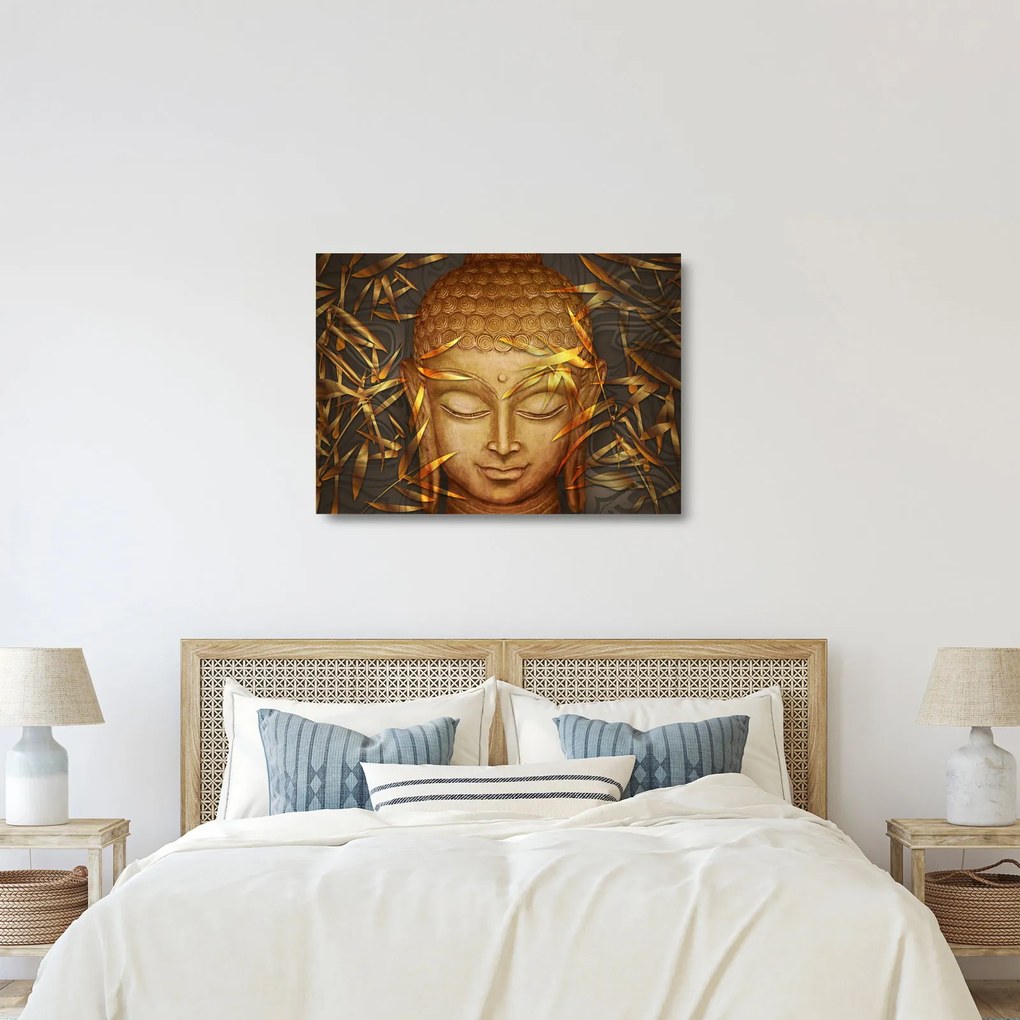 Obraz na szkle - Złoty Budda (70x50 cm)