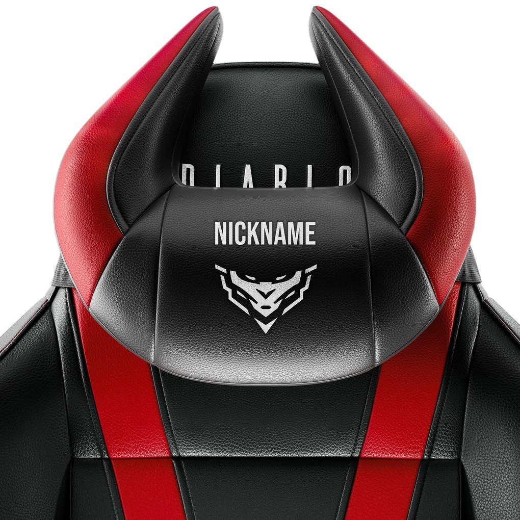 Poduszka zagłówek Diablo X-Horn ze spersonalizowanym haftem, czarno-czerwona