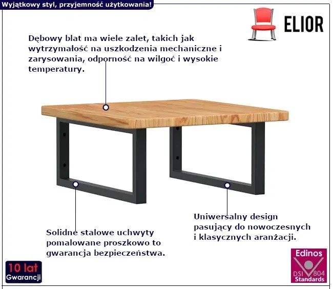 Jasnobrązowa półka czarne uchwyty 50x50 - Bafo