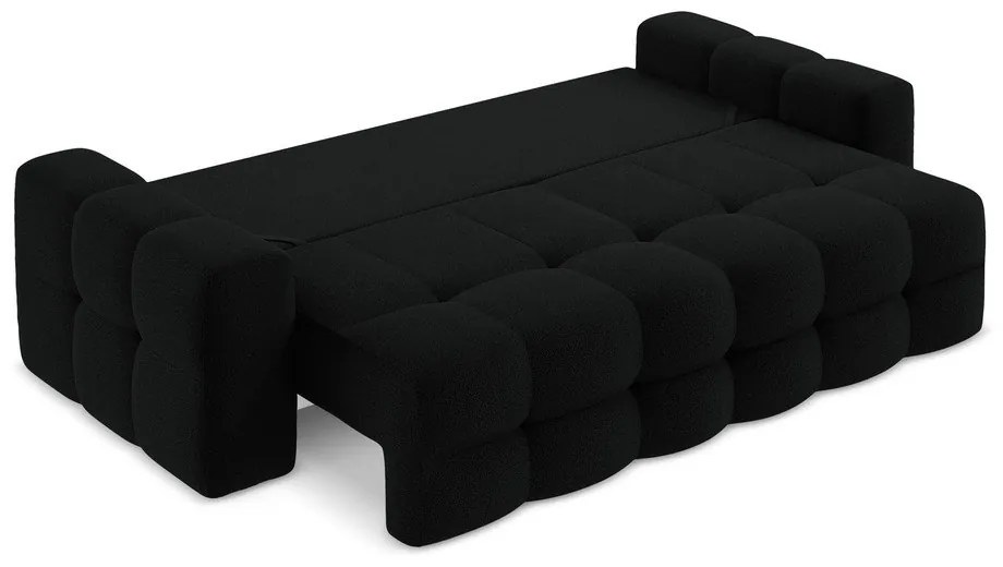 Czarna rozkładana sofa z materiału bouclé 255 cm Milu – Makamii