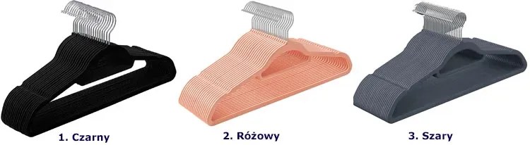 Komplet Różowych Wieszaków Welurowych 20 Szt T4-R51