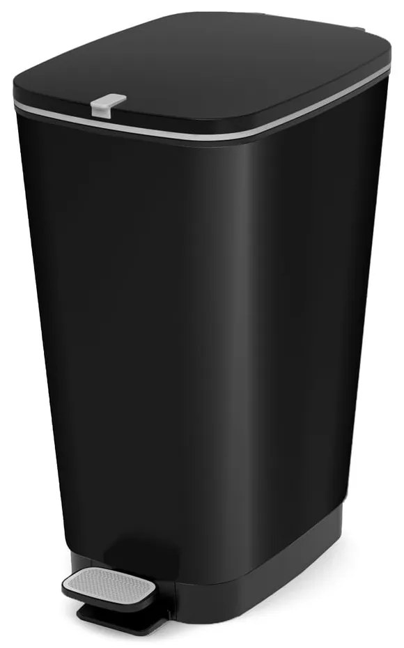 Plastikowy kosz na śmieci z pedałem w kolorze matowej czerni 50 l Chic Bin – KIS
