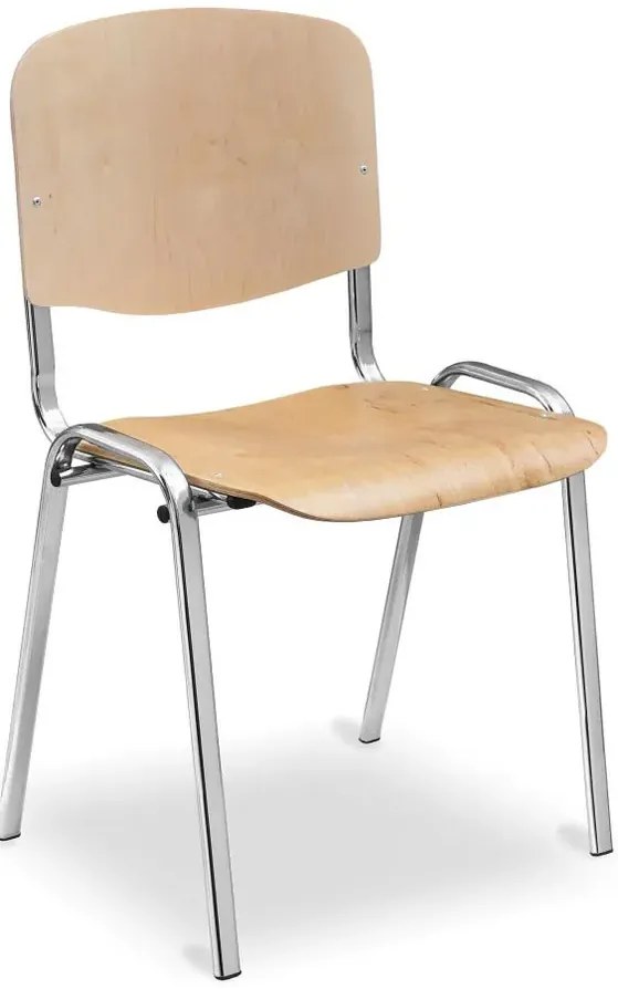 Chromowane krzesło konferencyjne z drewnianym siedziskiem - Eron 4X