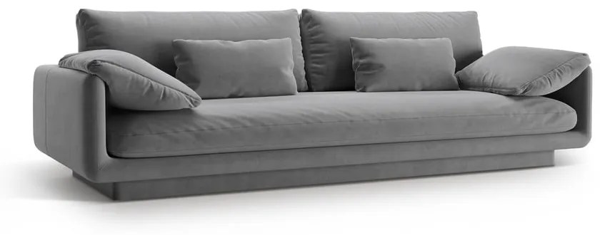 Jasnoszara aksamitna sofa 250 cm Torino – Micadoni
