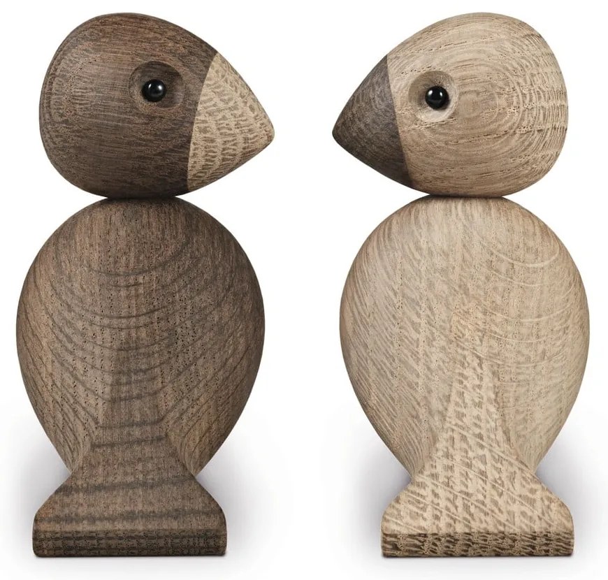 Zestaw 2 figurek z litego drewna dębowego Kay Bojesen Denmark Lovebirds