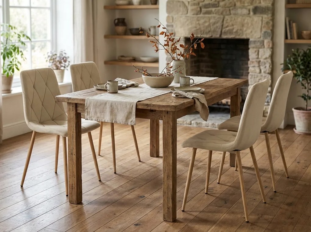 Kremowe aksamitne krzesło LIBRA BUTTER CREAM