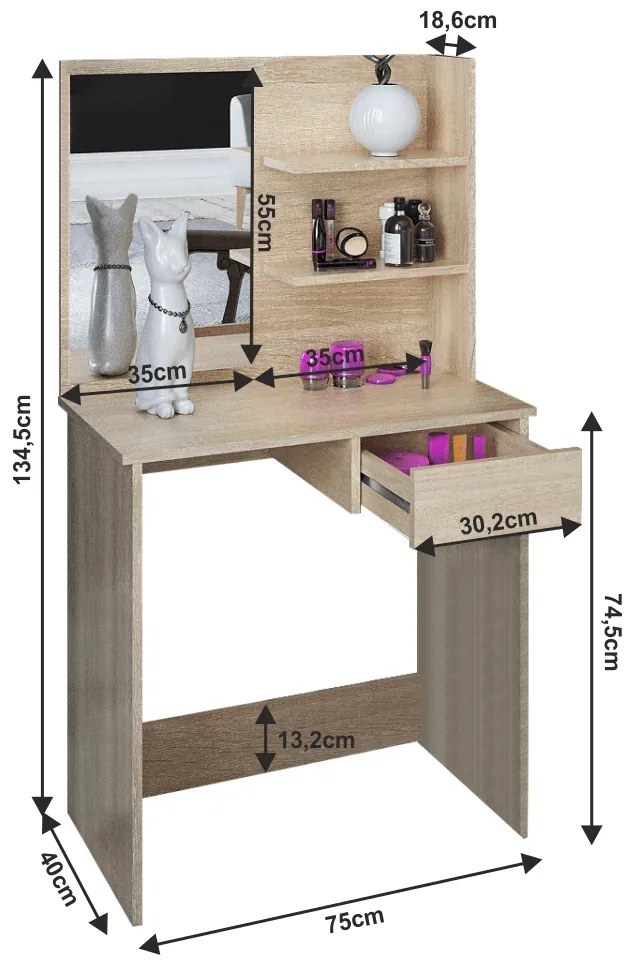 Stolik dekoracyjny BELEZA, dąb sonoma