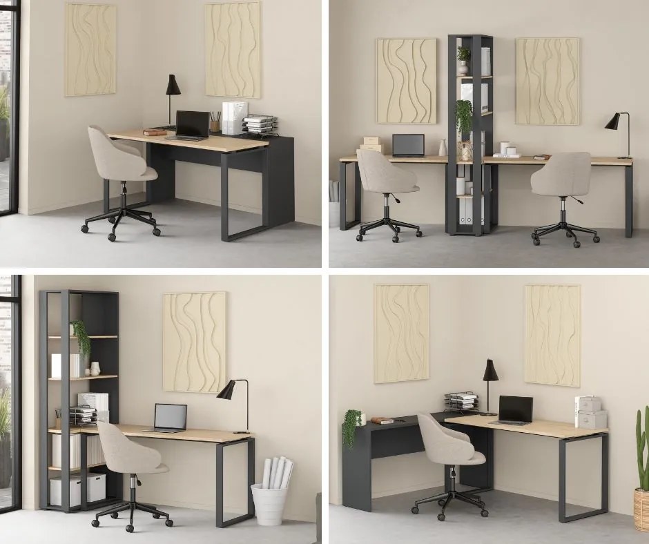 Biurko loft na płozach Sign 150 jackson hickory/szary mat