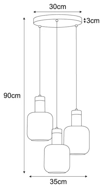 Potrójna lampa nad stół ze szklanymi kloszami - A556 K7-K11
