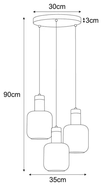 Potrójna lampa nad stół ze szklanymi kloszami - A556 Lefrok