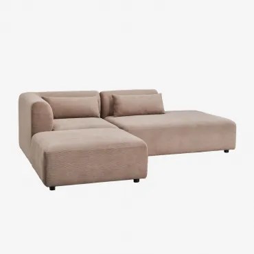 Dwuczęściowa Narożnikowa Sofa Modułowa Z Prawym Szezlongiem I Pufą Fogler Sztruksu Camel - Sklum